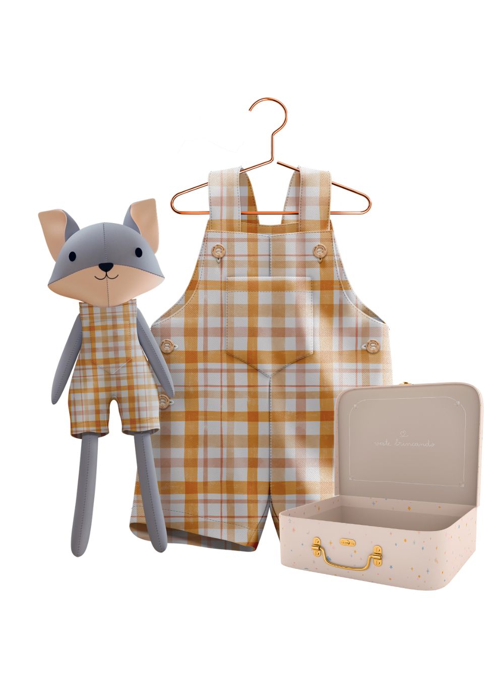 Mr. Fox plush toy with its Petit Case keepsake suitcase