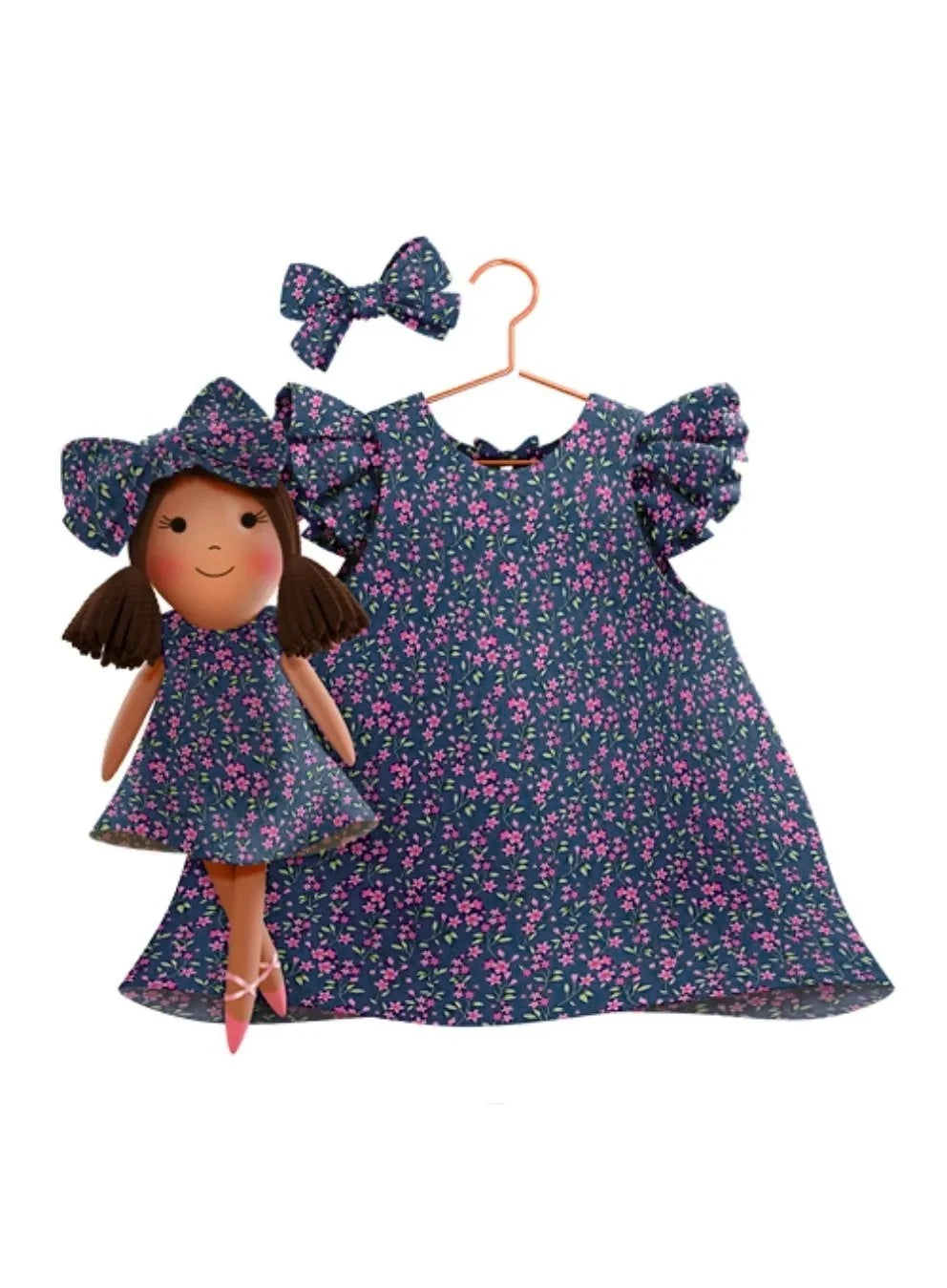Blossom dress and matching doll Millie - true fabric color