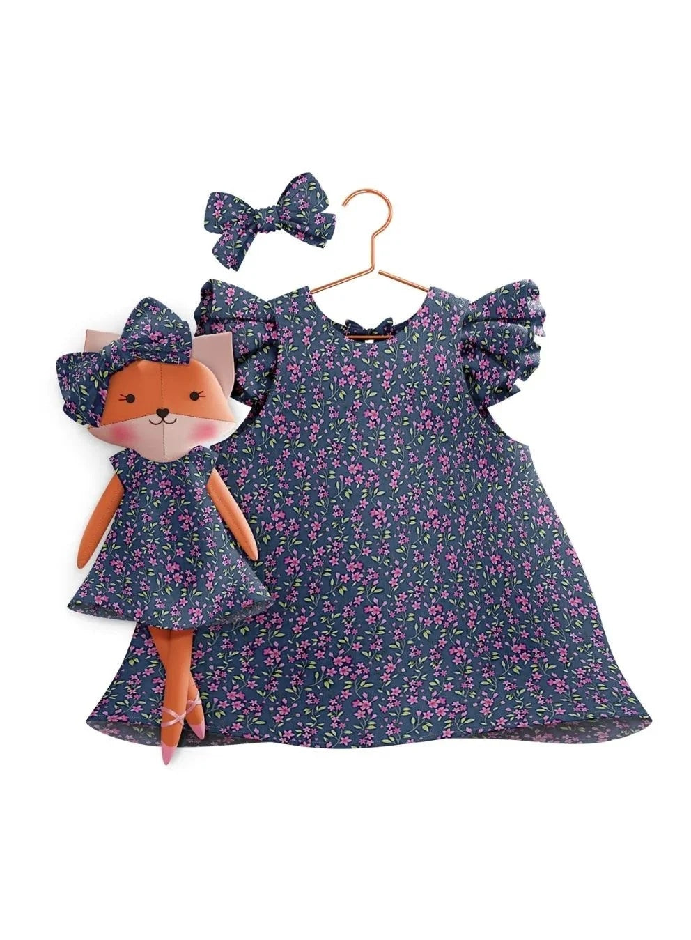 Blossom dress and matching doll Mrs. Fox - true fabric color