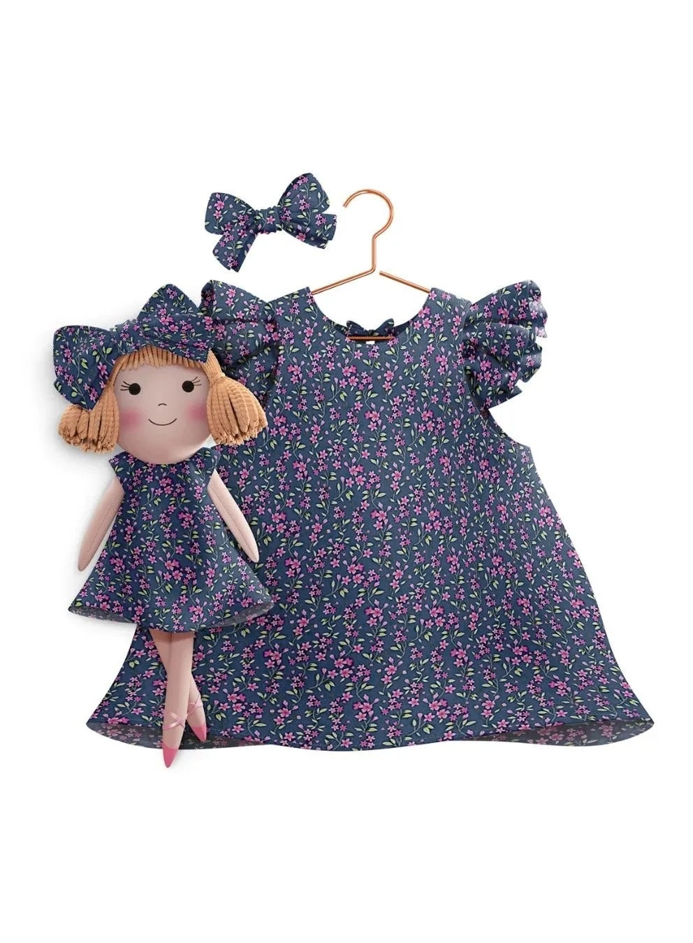 Blossom dress and matching doll Nina - true fabric color